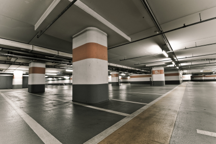 This parking garage is a commercial metal building