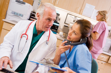 A hospital phone system with an auto attendant feature